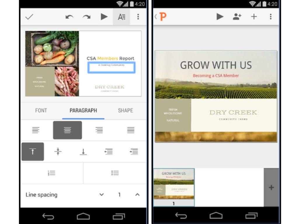 google slides screenshot Free apps for Android and iOS