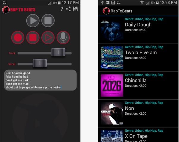 rap to beats android app