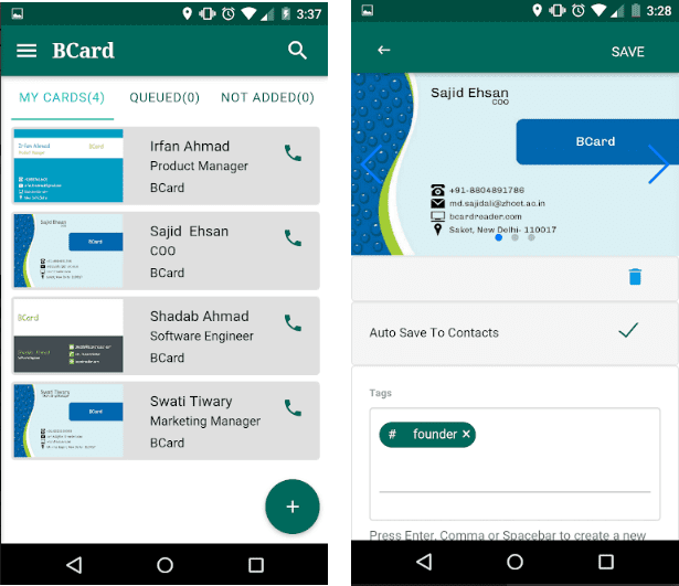 BCard business card reader