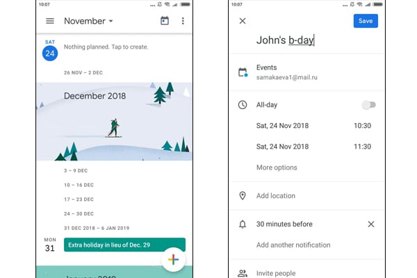 google calender app