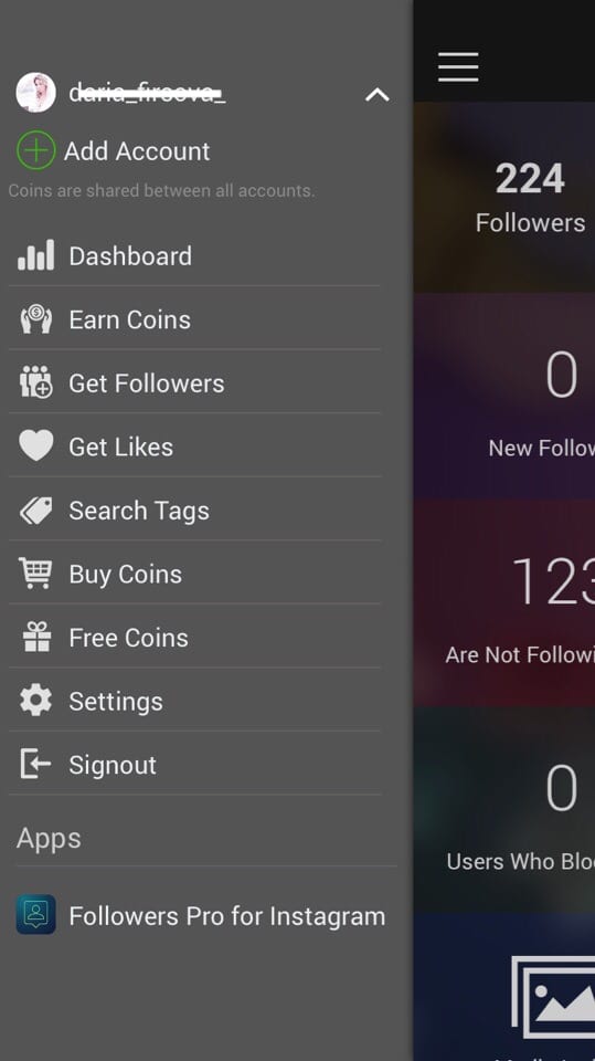 the application uses virtual coins in order to increase the number of followers and this is done very simply with the help of these coins - instagram followers no coins