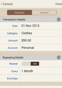 spendingtracker screen 1