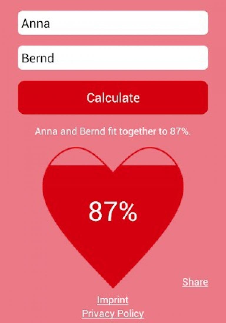 Love Tester screen 2 Free apps for Android and iOS