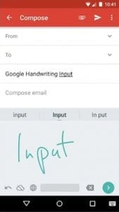 Google Handwriting screen