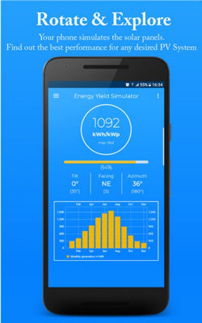 Sim panel. Solar app. Rotate your Phone.