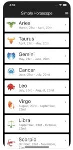 Daily Horoscope screen 1