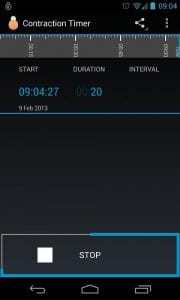 Contraction Timer screen 2