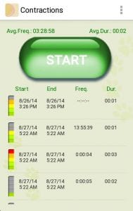 My Contractions Tracker screen 2