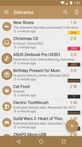 Deliveries screen 1