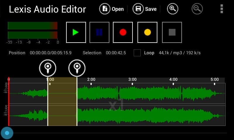 Lexis Audio Editor screen 1