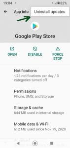Uninstall Updates on Play Store 2