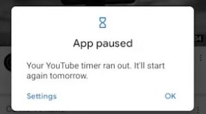 Digital Wellbeing paused app
