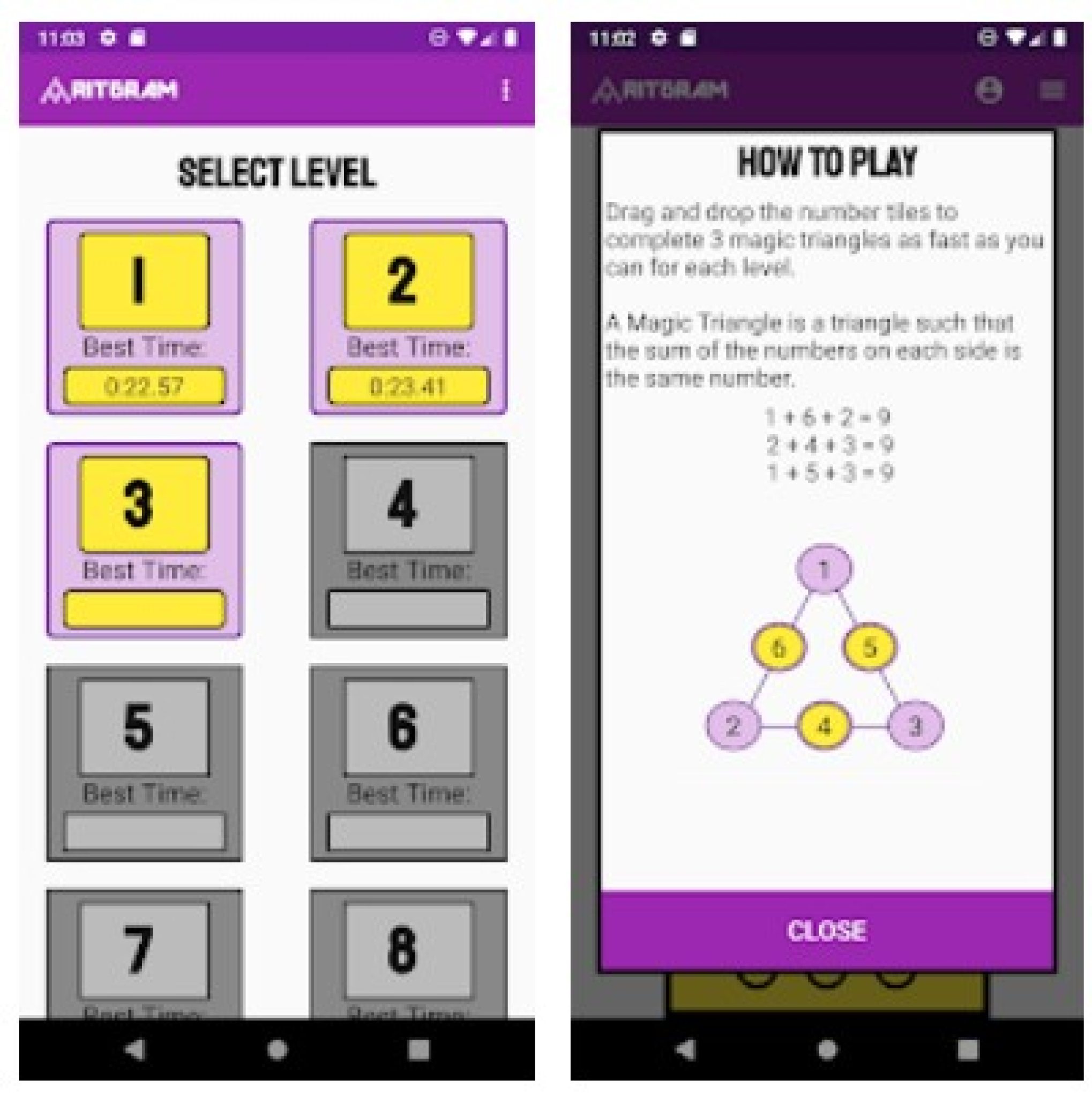 Magic Triangles Math Puzzles Aritgram App Review Freeappsforme