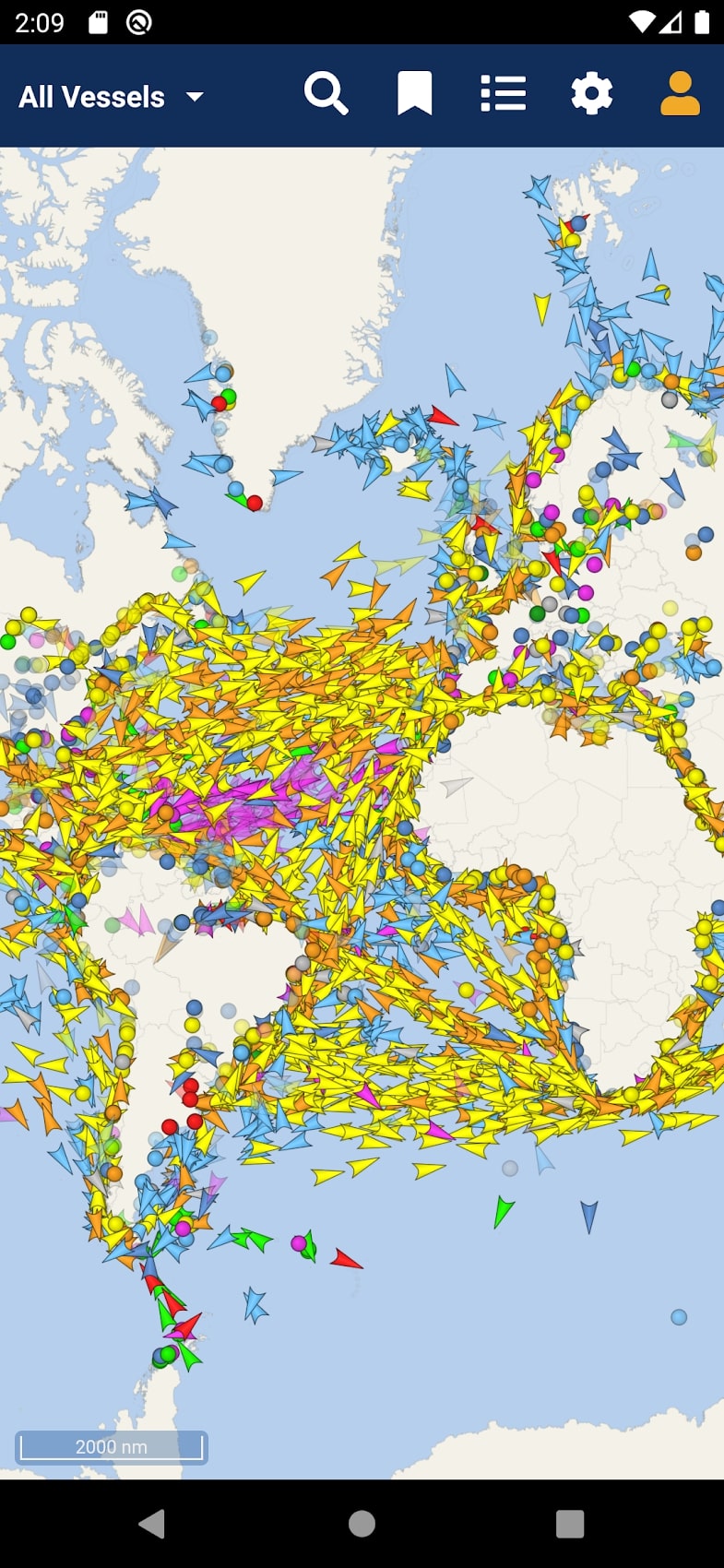 Vesselfinder карта в реальном времени