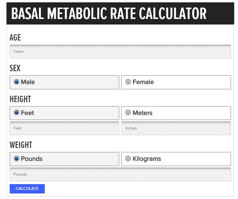 BASIC METABOLIC RATE Calculator: Learn Your Basal Metabolic Rate for Body mass Loss1