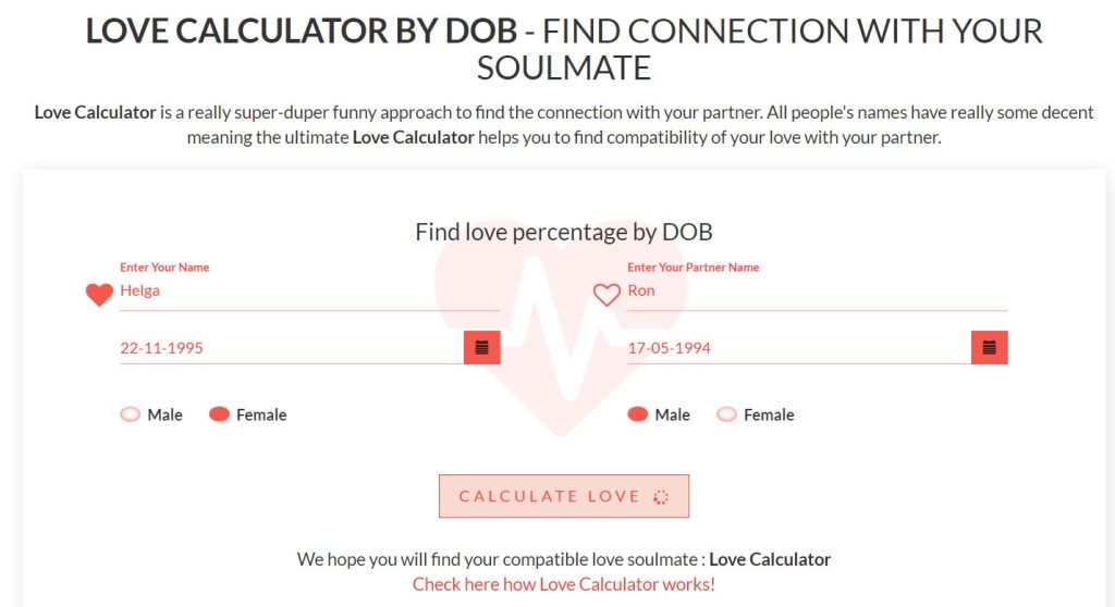 Love CALCULATOR BY DOB1