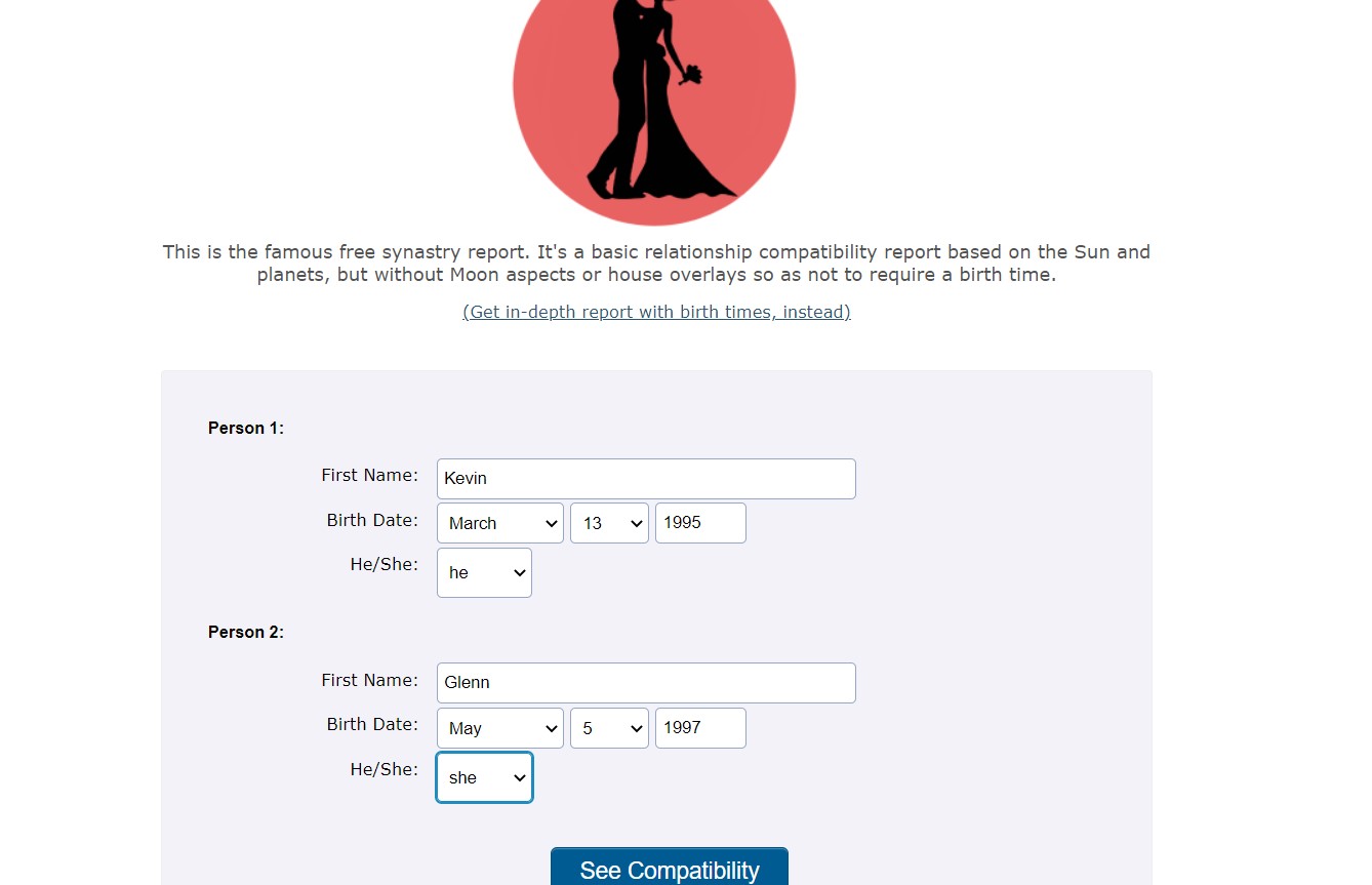 Relationship Compatibility Report – No Birth Times1