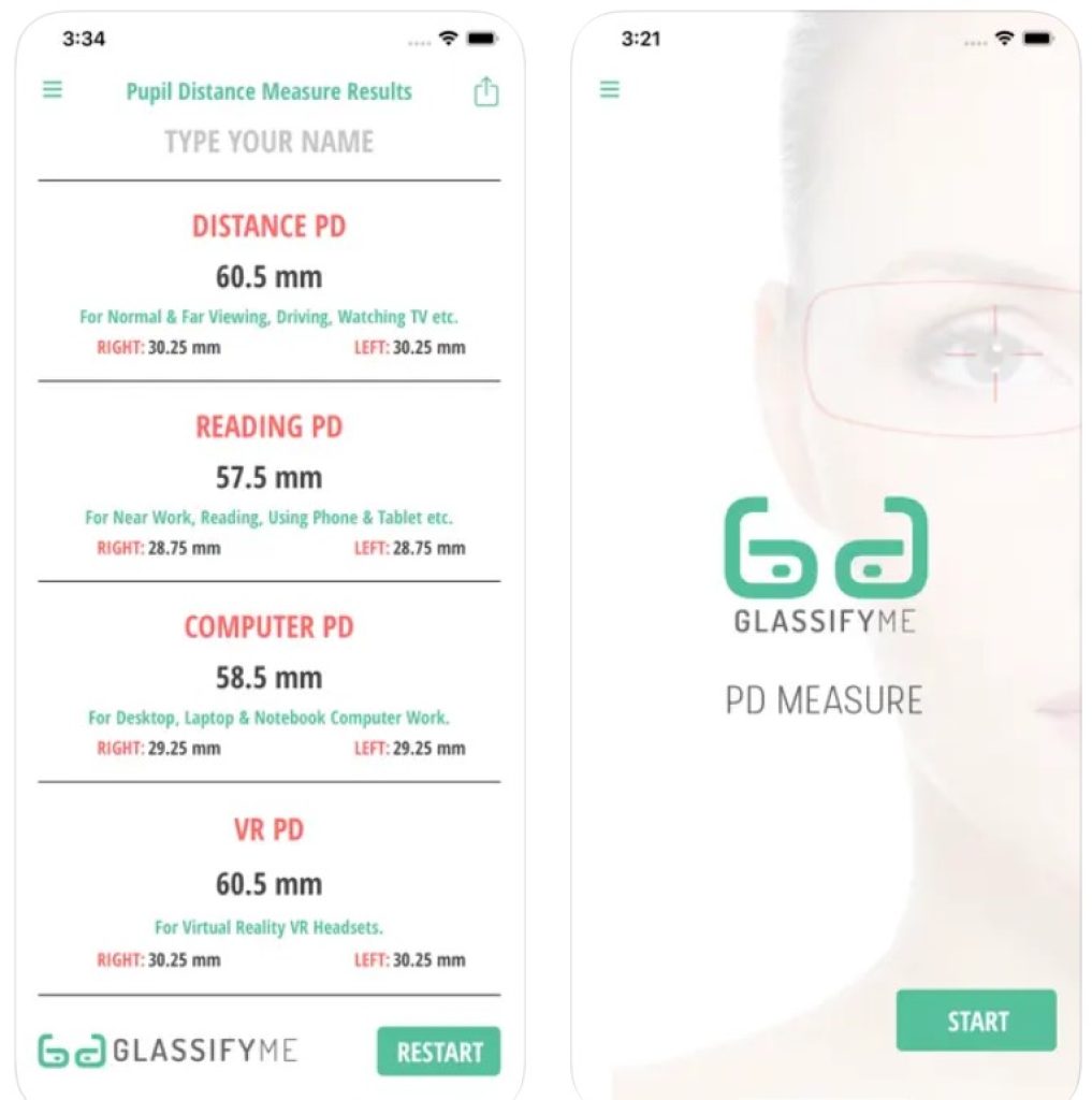 PD Pupil Distance for Eyeglasses & VR Headset by GlassifyMe1