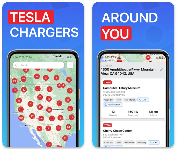 Supercharger map for Tesla1