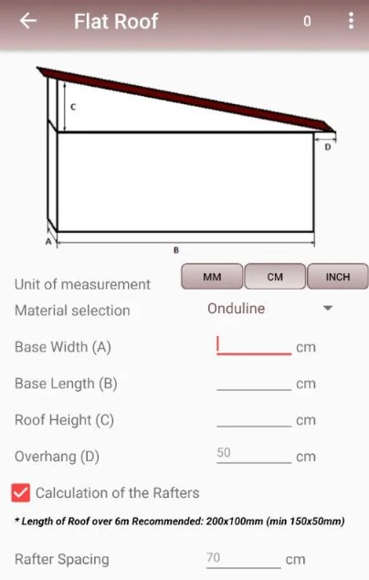Calculation of the roof
2