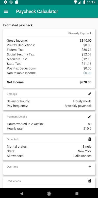 Paycheck Calculator (US)
1