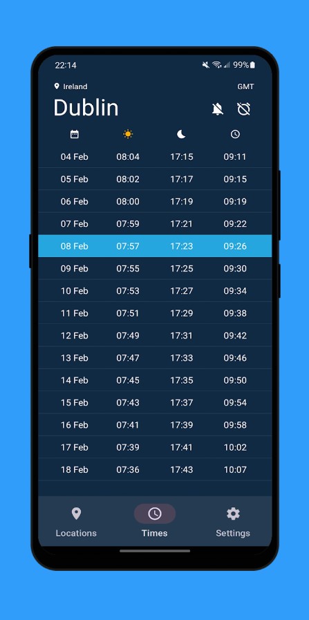 Sunrise and Sunset Times
1