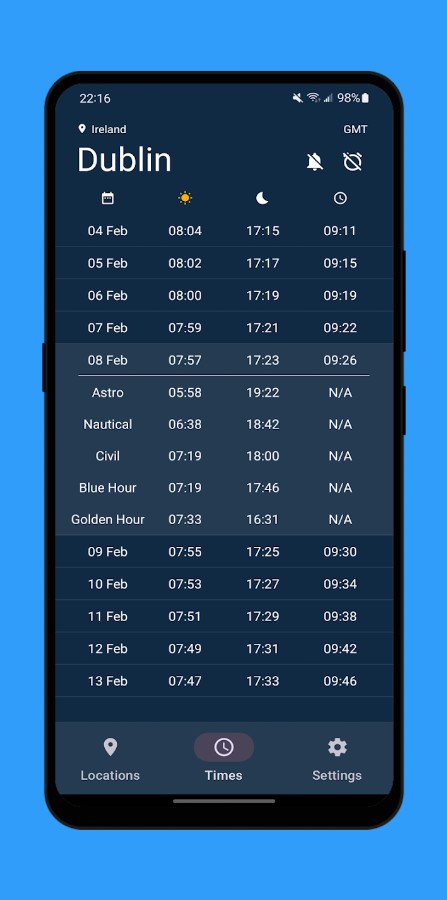 Sunrise and Sunset Times
2