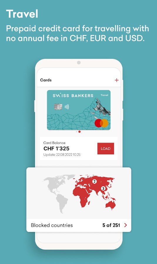 Travel banking. Swiss Bankers easy Card.