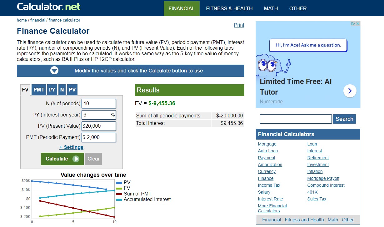 Finance Calculator by Calculator.Net1