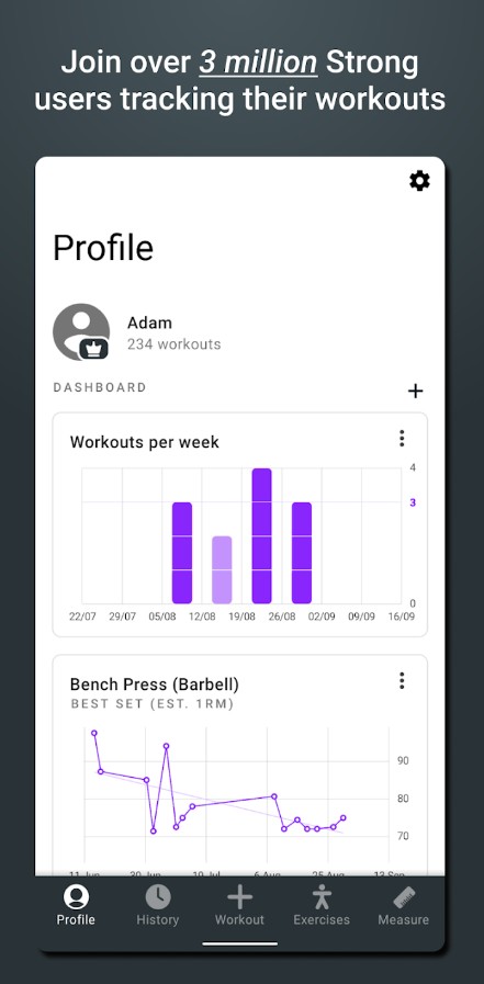 Strong Workout Tracker Gym Log
1