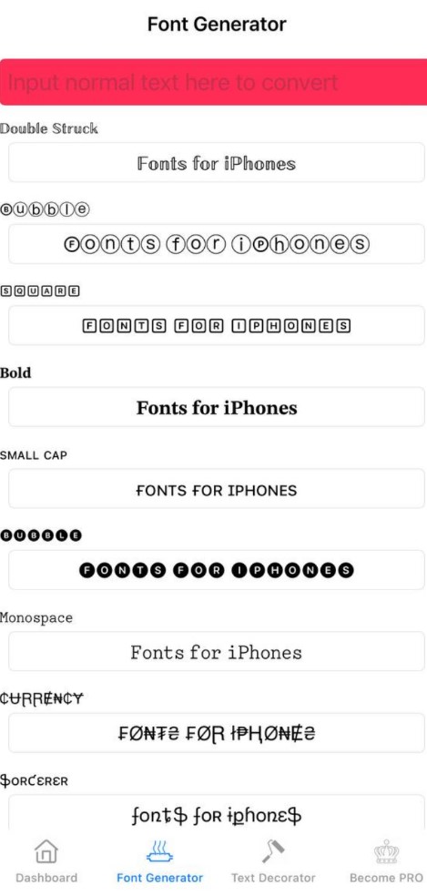 Fonts for iPhones - Generator3