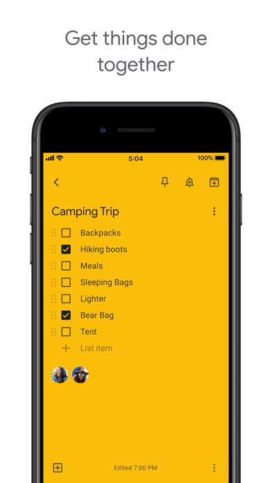 Google Keep screenshot